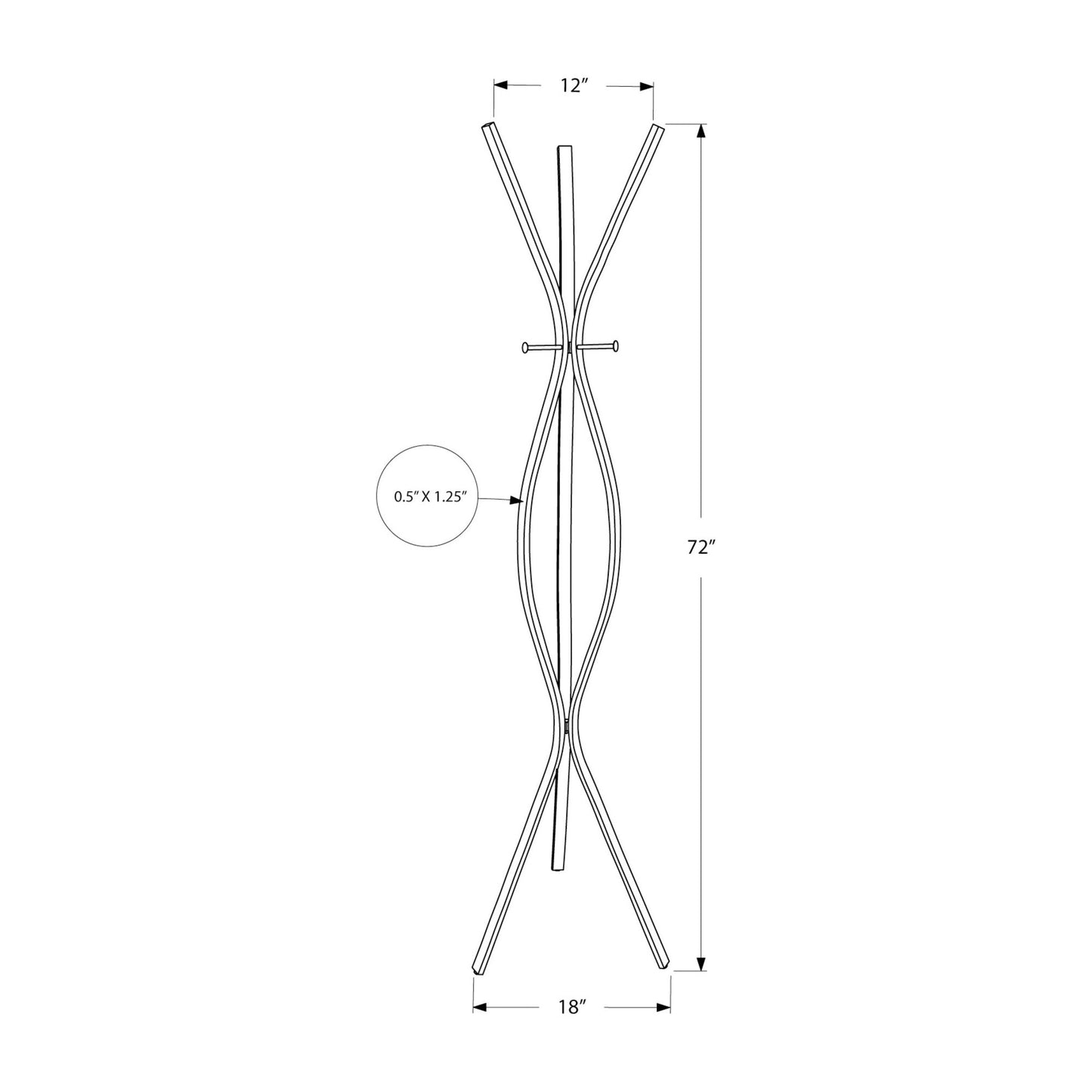 Coat Rack - 72"H / Black Metal Contemporary Style