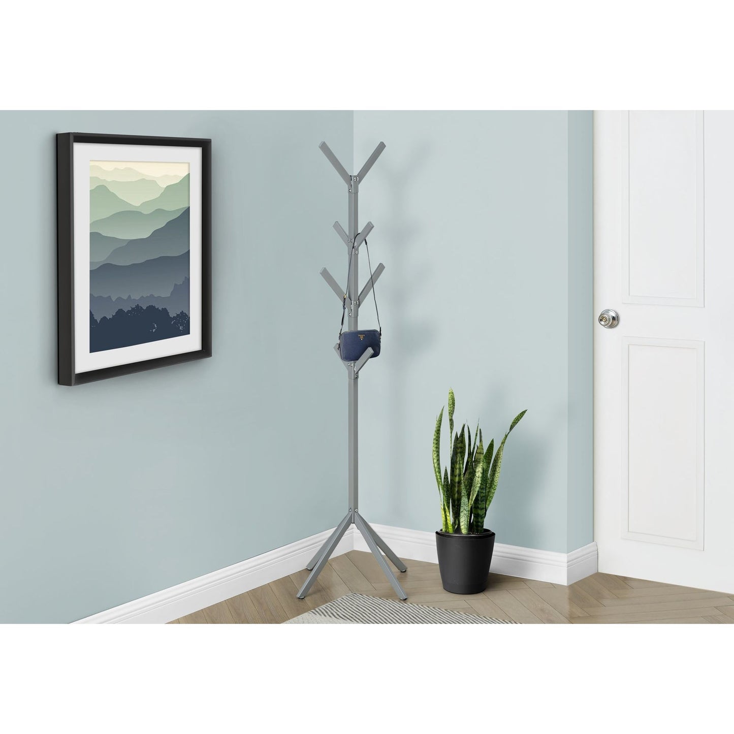 Coat Rack - 70"H / Silver Metal