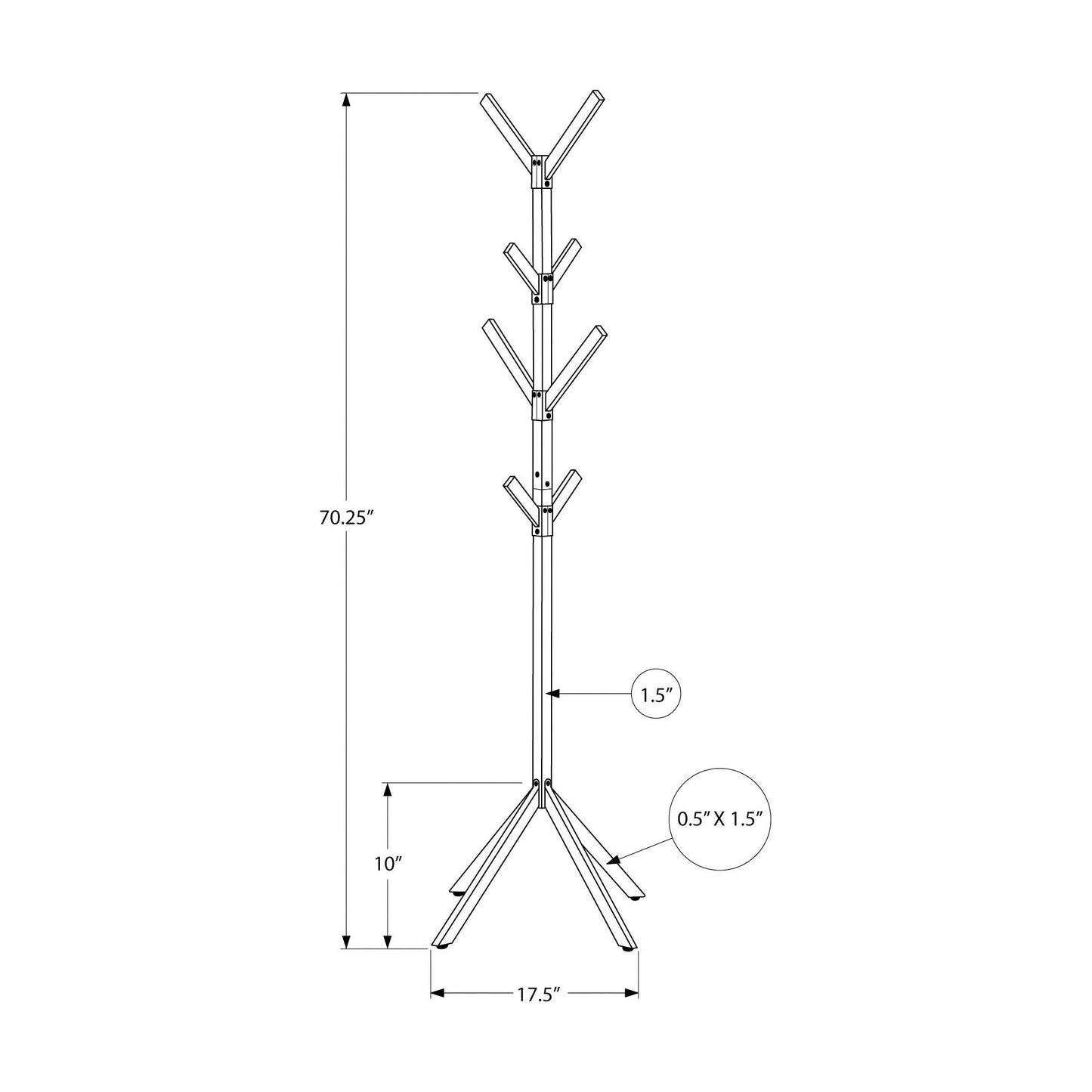 Coat Rack - 70"H / Silver Metal