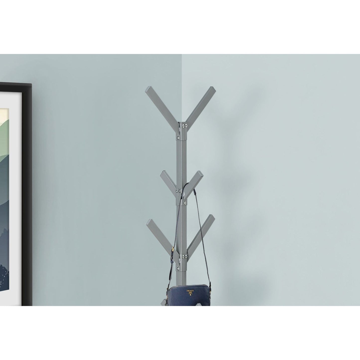 Coat Rack - 70"H / Silver Metal