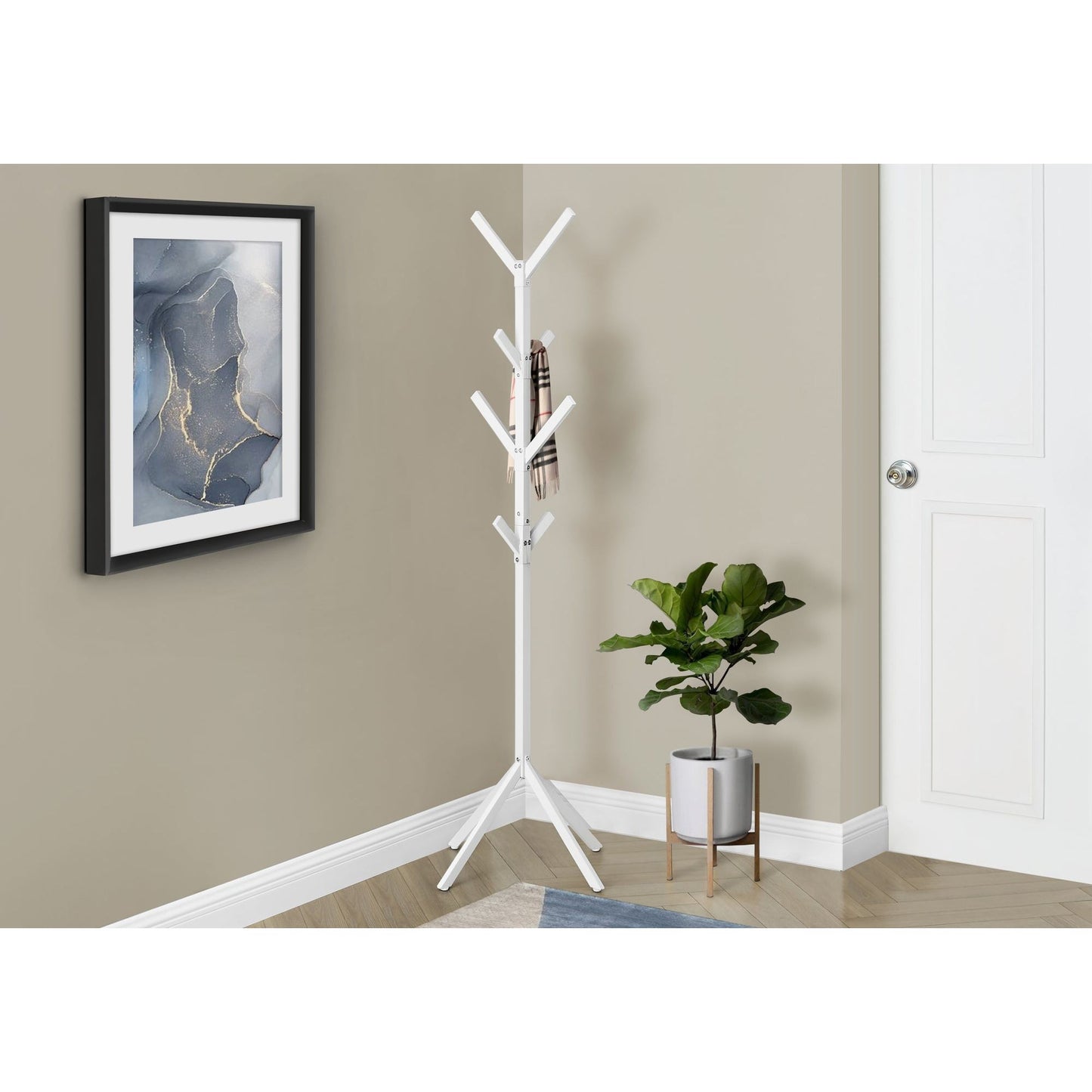 Coat Rack - 70"H / White Metal