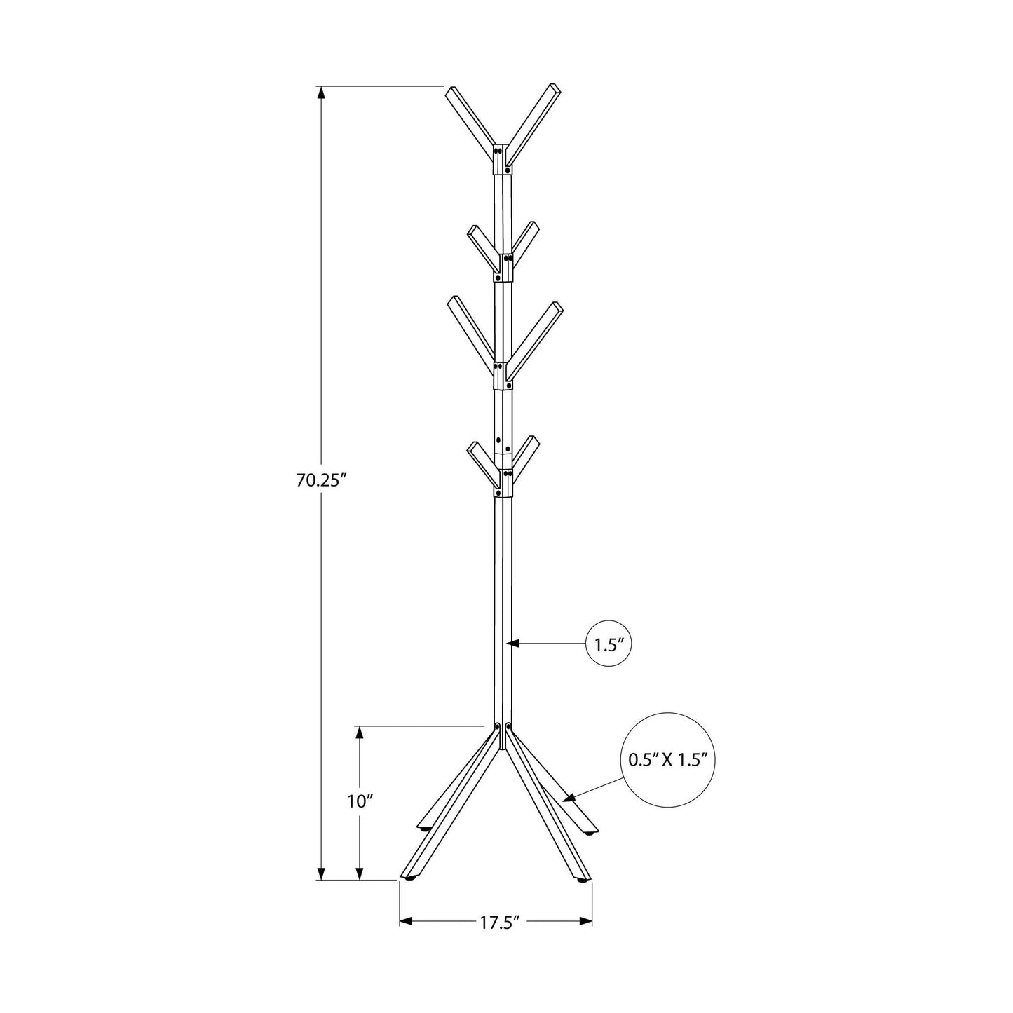 Coat Rack - 70"H / White Metal