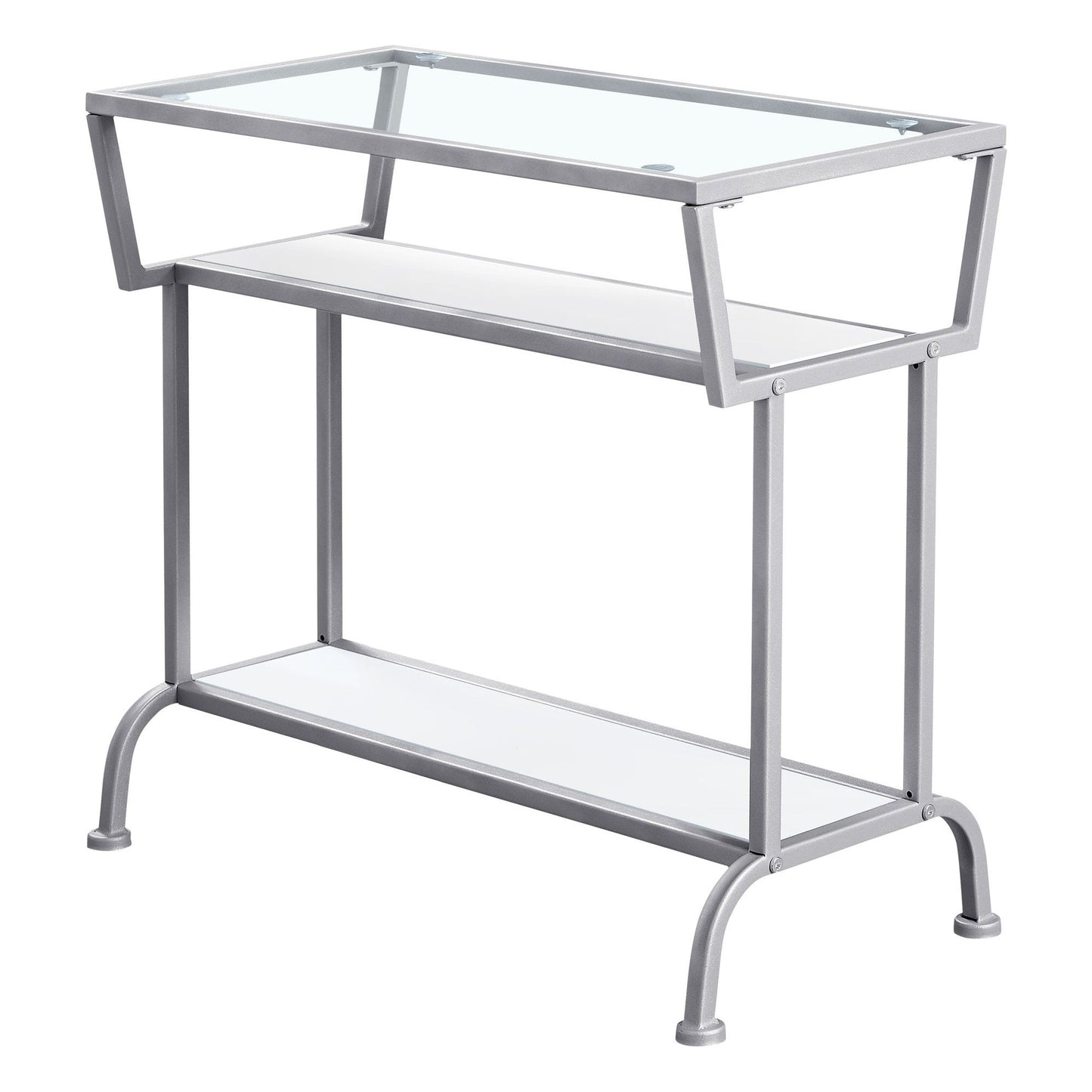 Accent Table - 22"H / White / Silver / Tempered Glass