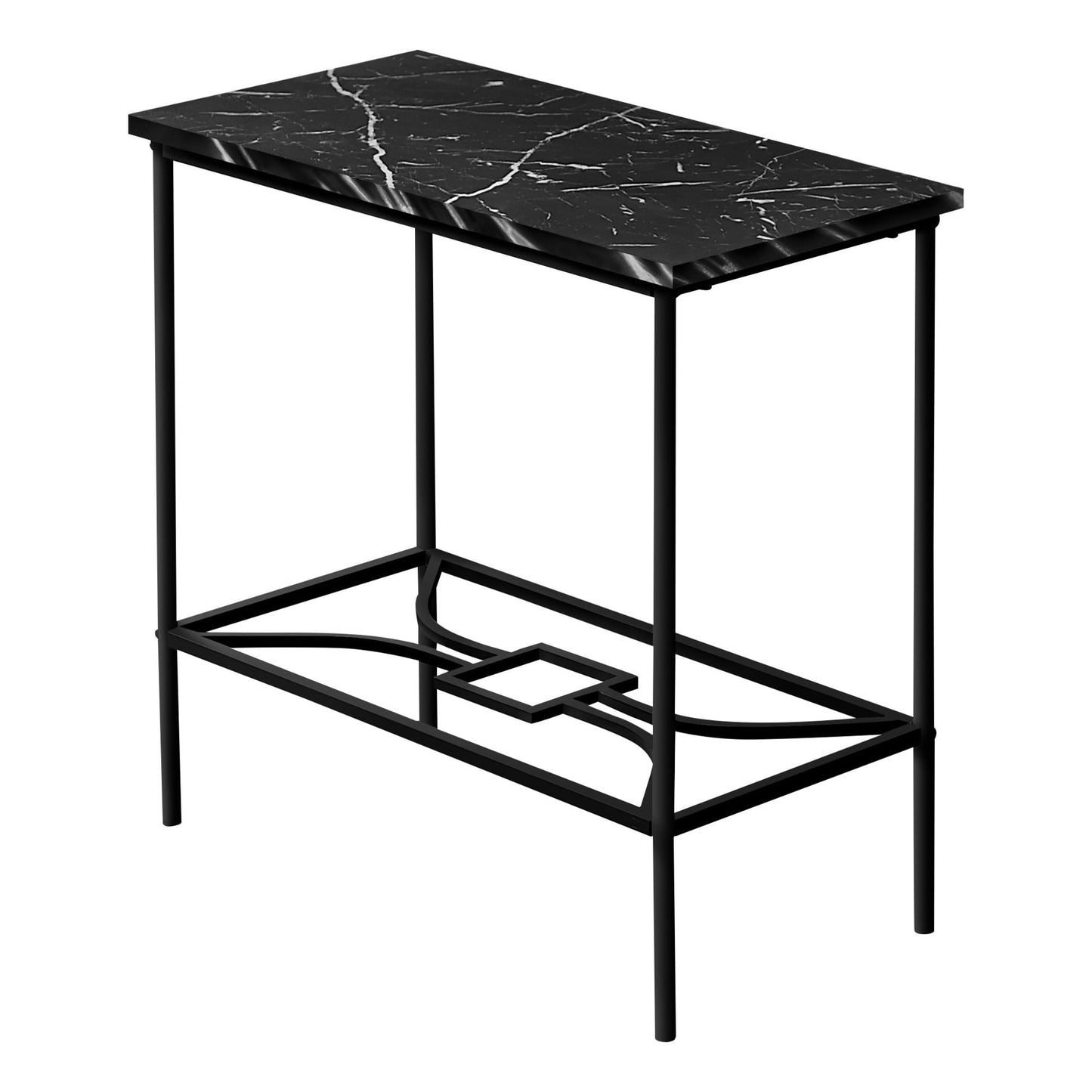 Accent Table - 22"H / Black Marble / Black Metal