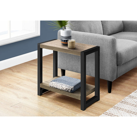 Accent Table - 22"H / Dark Taupe / Black Metal