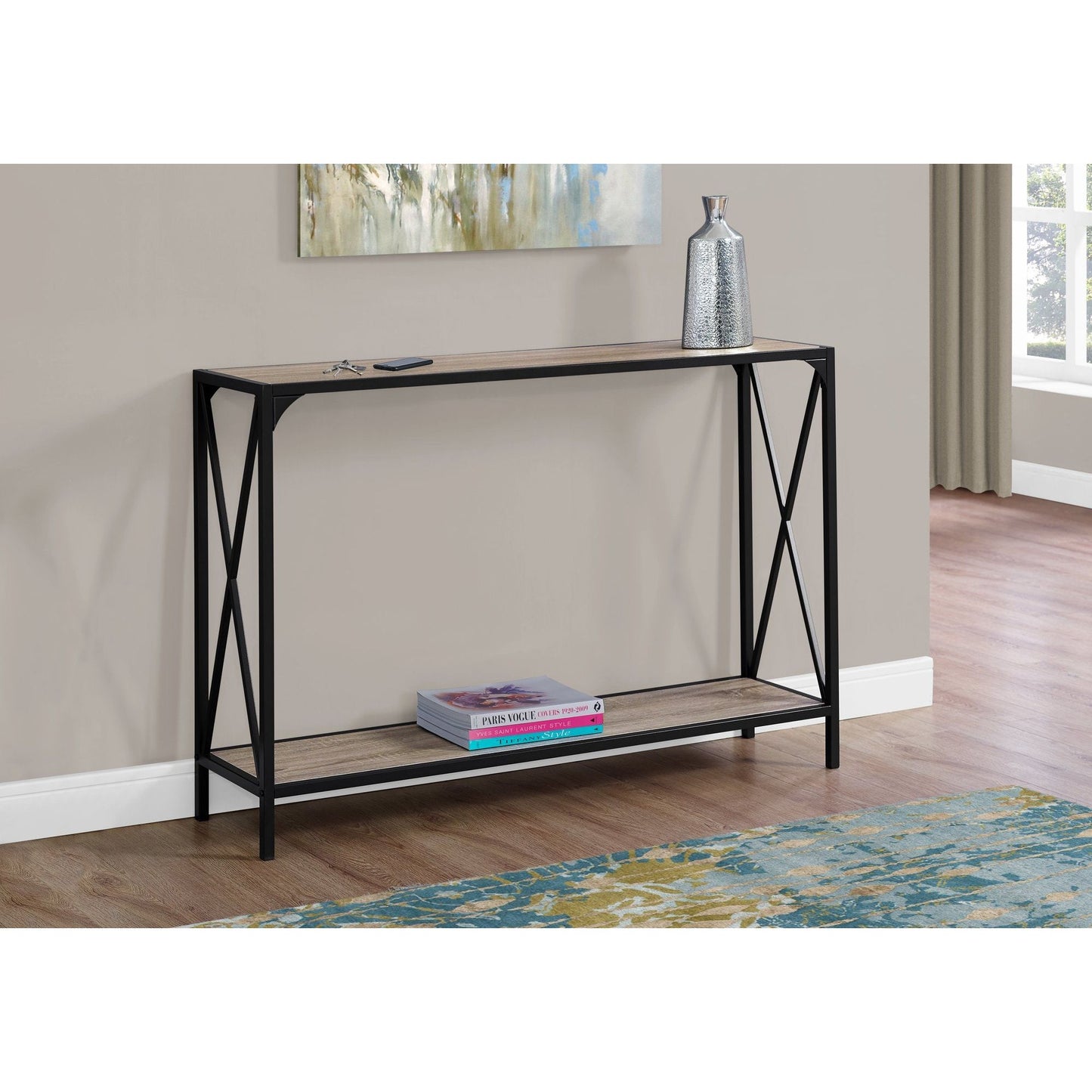 Console Table - 48"L / Dark Taupe / Black Hall Console