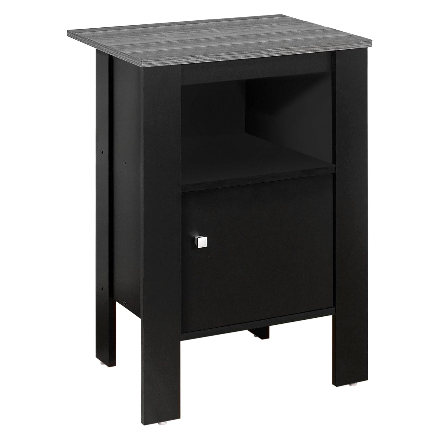 Accent Table - Black / Grey Top Night Stand With Storage