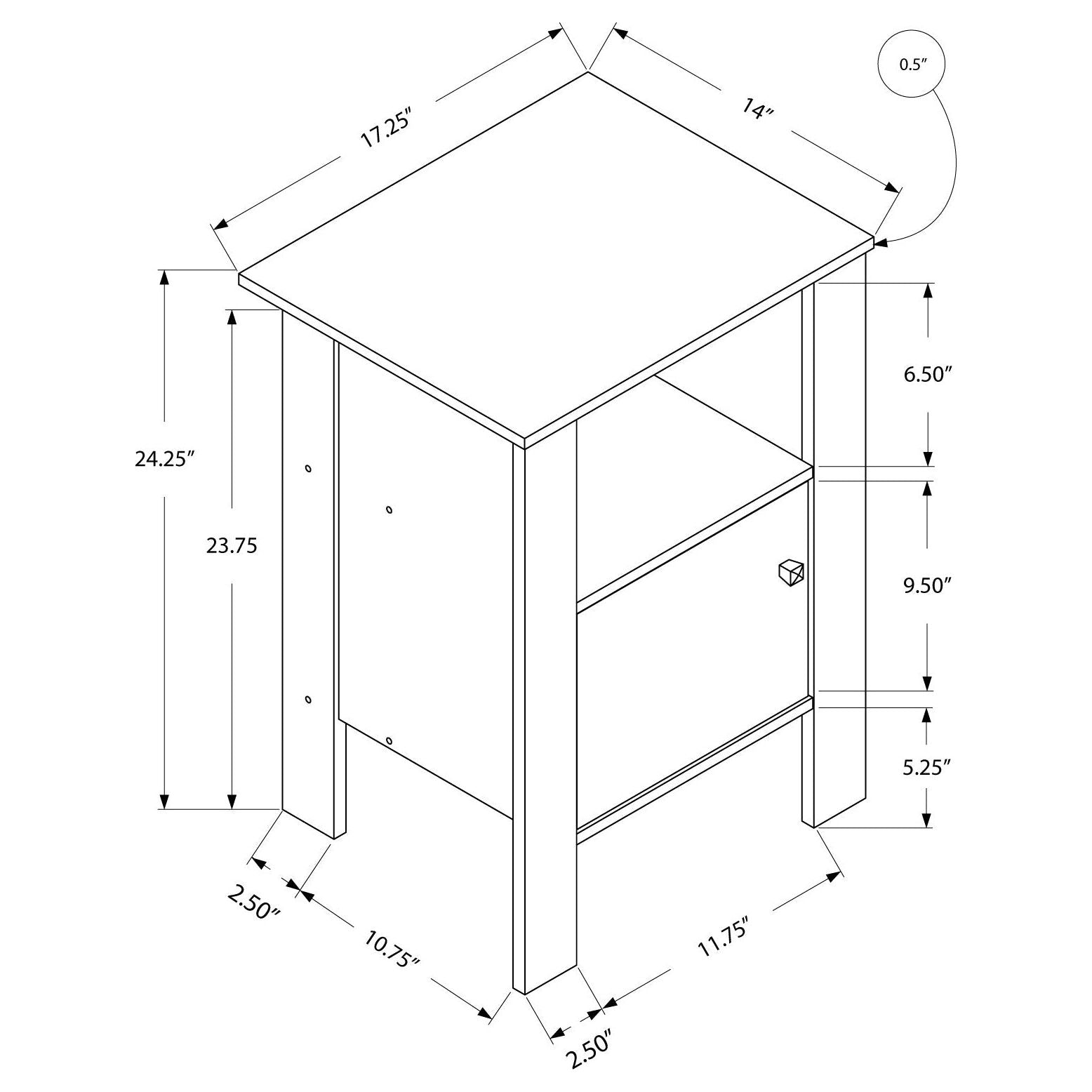 Accent Table - Grey Night Stand With Storage