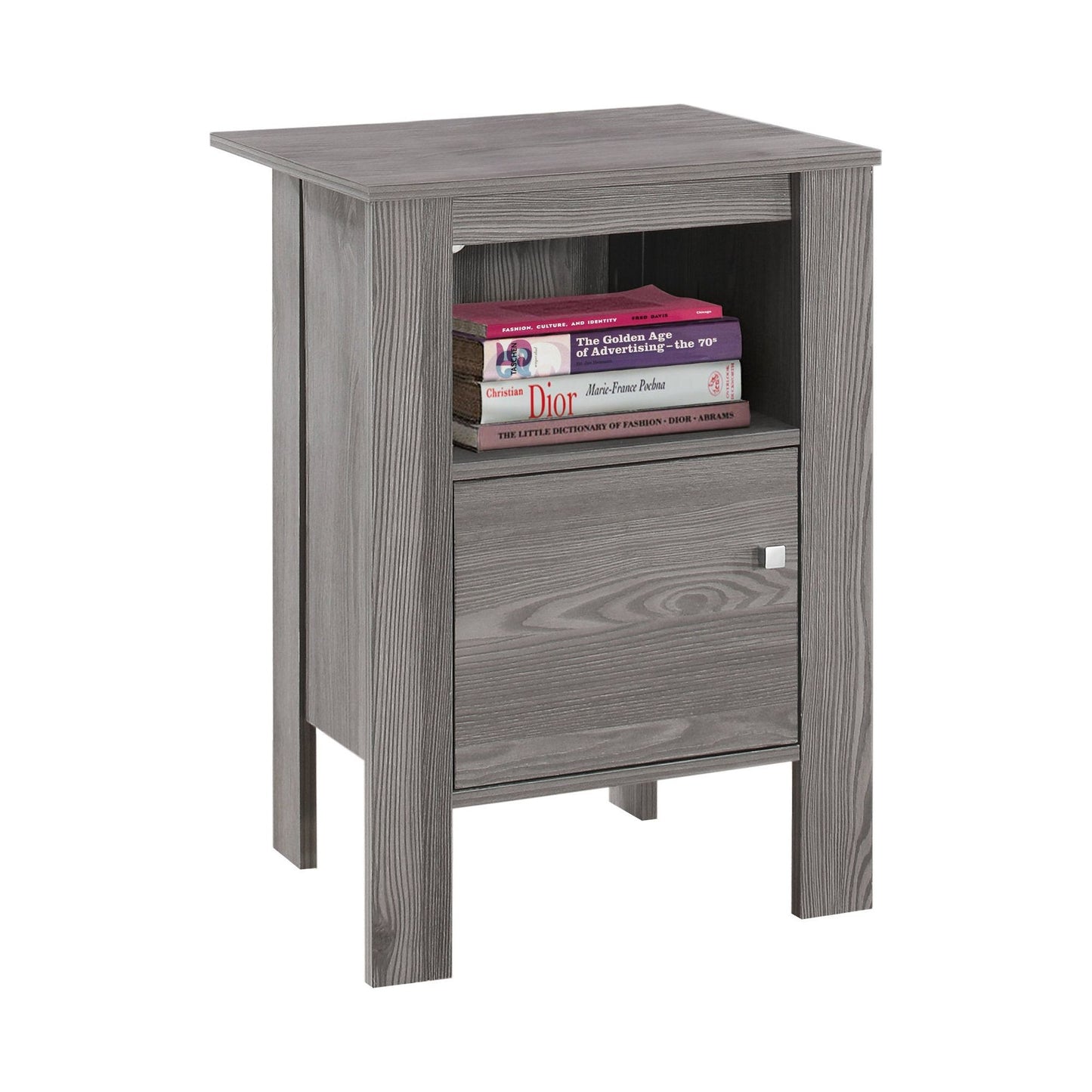 Accent Table - Grey Night Stand With Storage