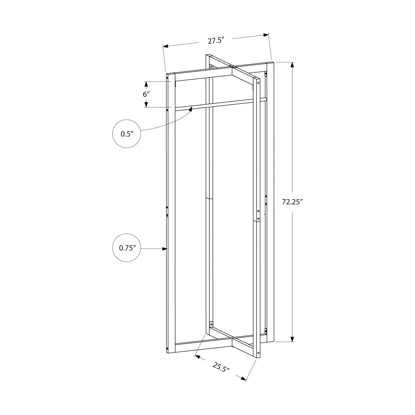 Coat Rack - 72"H / Black Metal