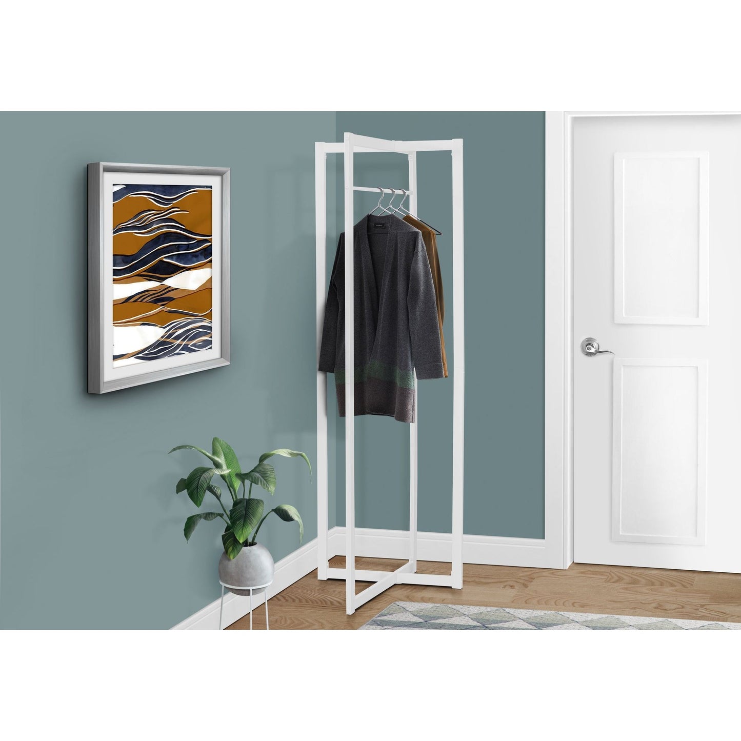 Coat Rack - 72"H / White Metal