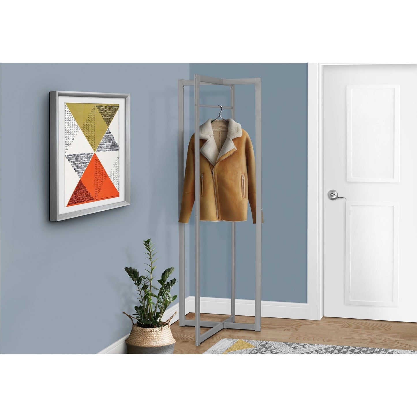 Coat Rack - 72"H / Silver Metal