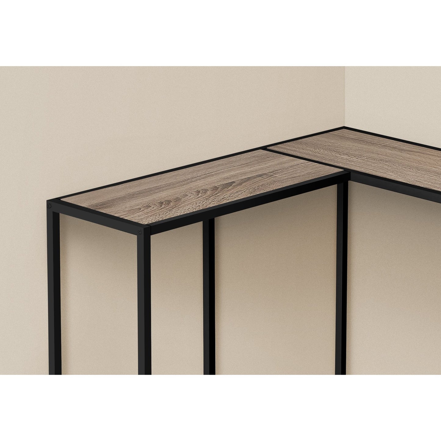 Accent Table - 36"L / Dark Taupe / Black Corner Console