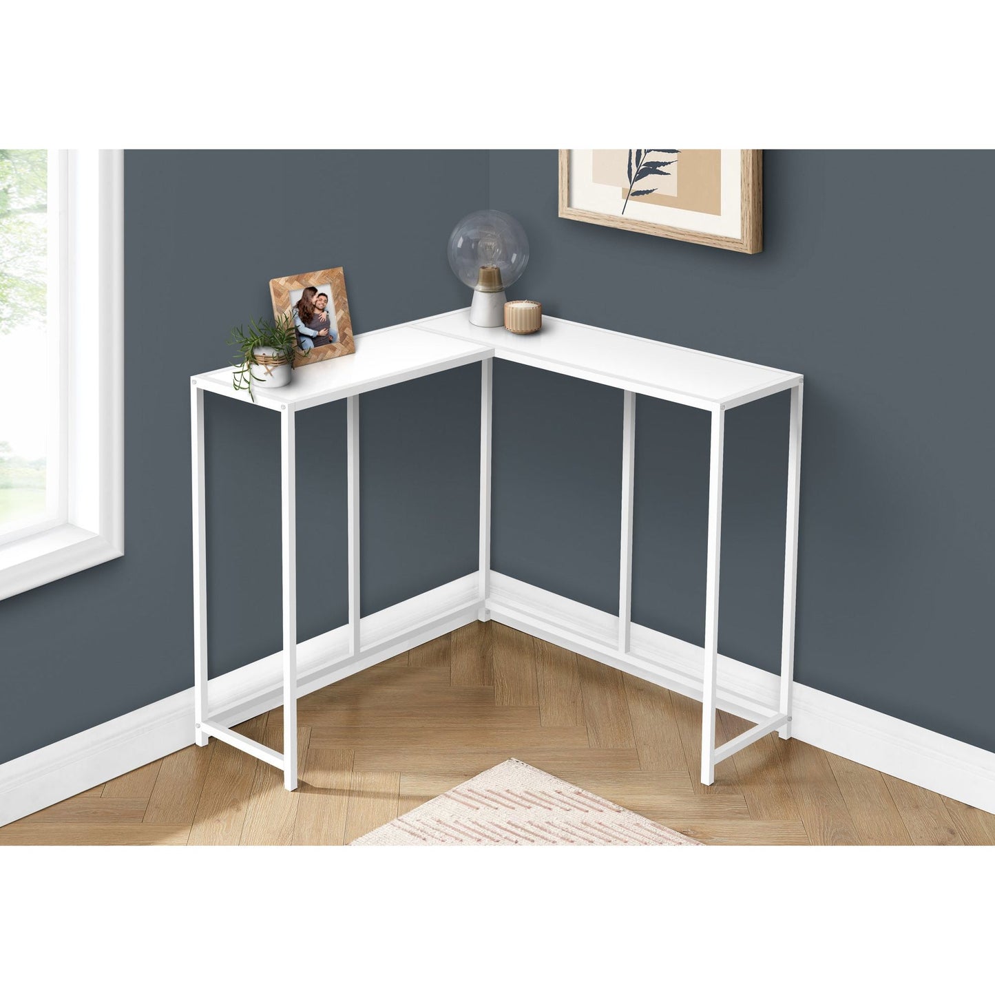 Accent Table - 36"L / White / White Corner Console