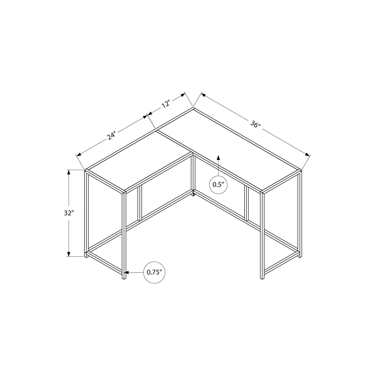 Accent Table - 36"L / White / White Corner Console