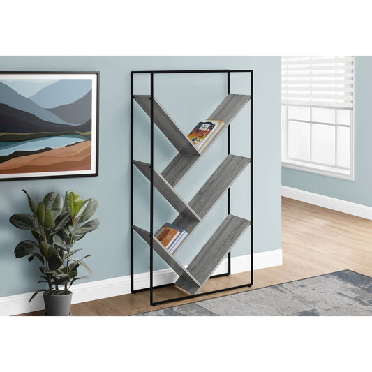 Bookcase - 60"H / Grey / Black Metal