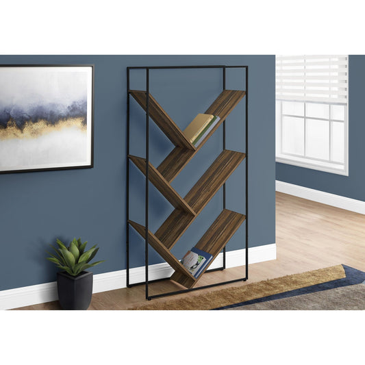 Bookcase - 60"H / Brown Reclaimed Wood-Look / Black Metal