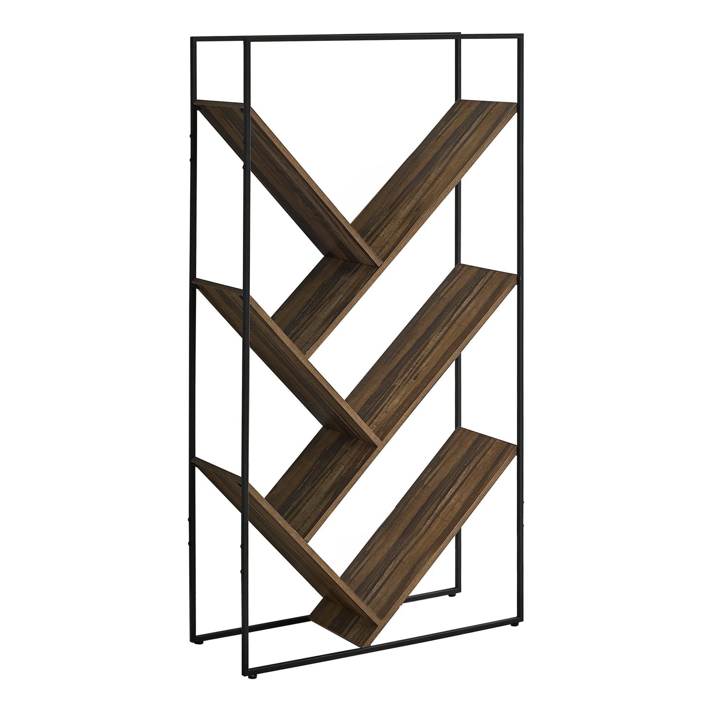 Bookcase - 60"H / Brown Reclaimed Wood-Look / Black Metal