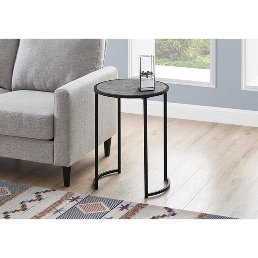 Accent Table - 24"H / Grey Stone-Look / Black Metal