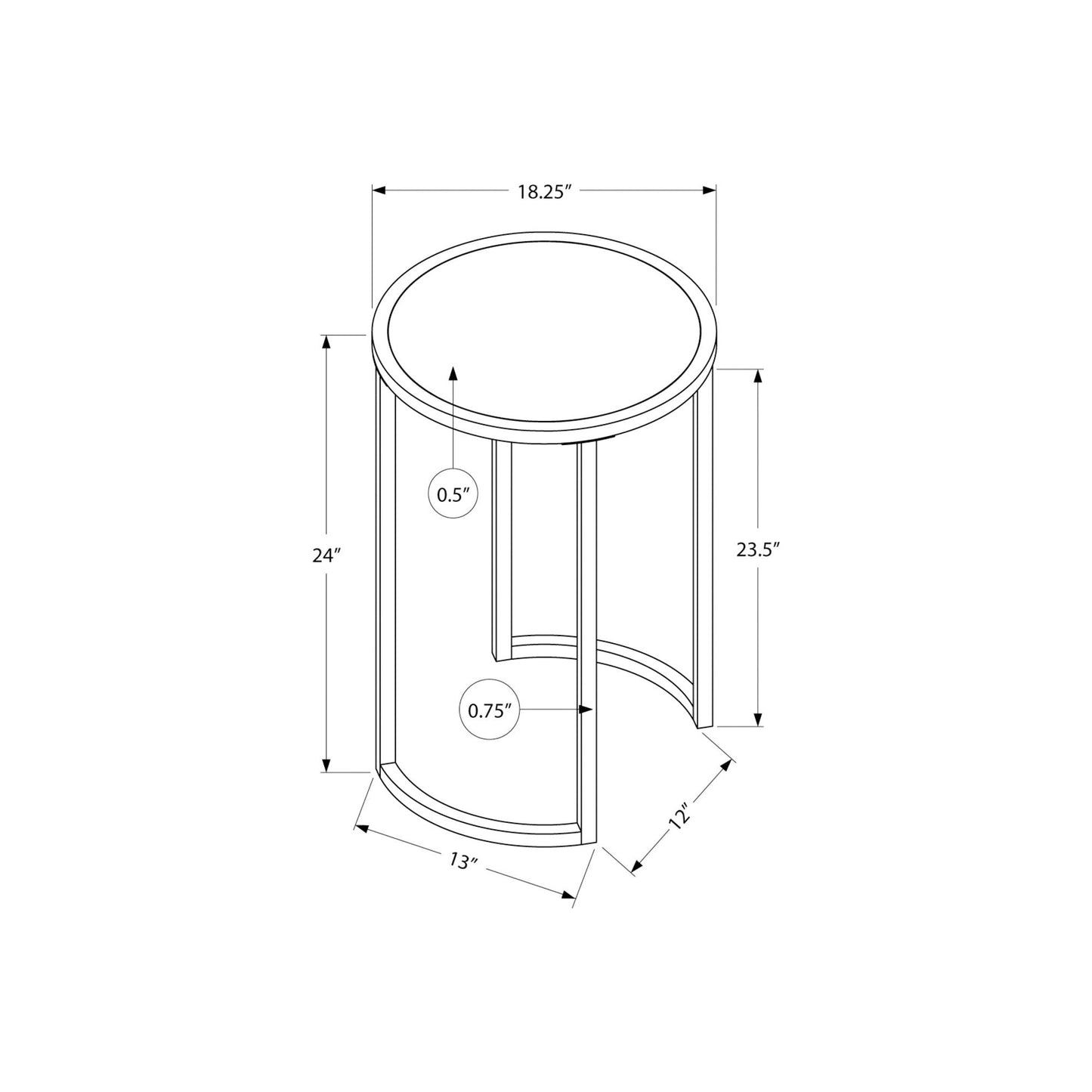 Accent Table - 24"H / Grey Stone-Look / Black Metal