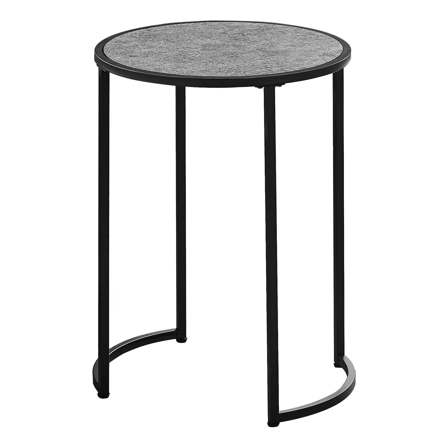 Accent Table - 24"H / Grey Stone-Look / Black Metal