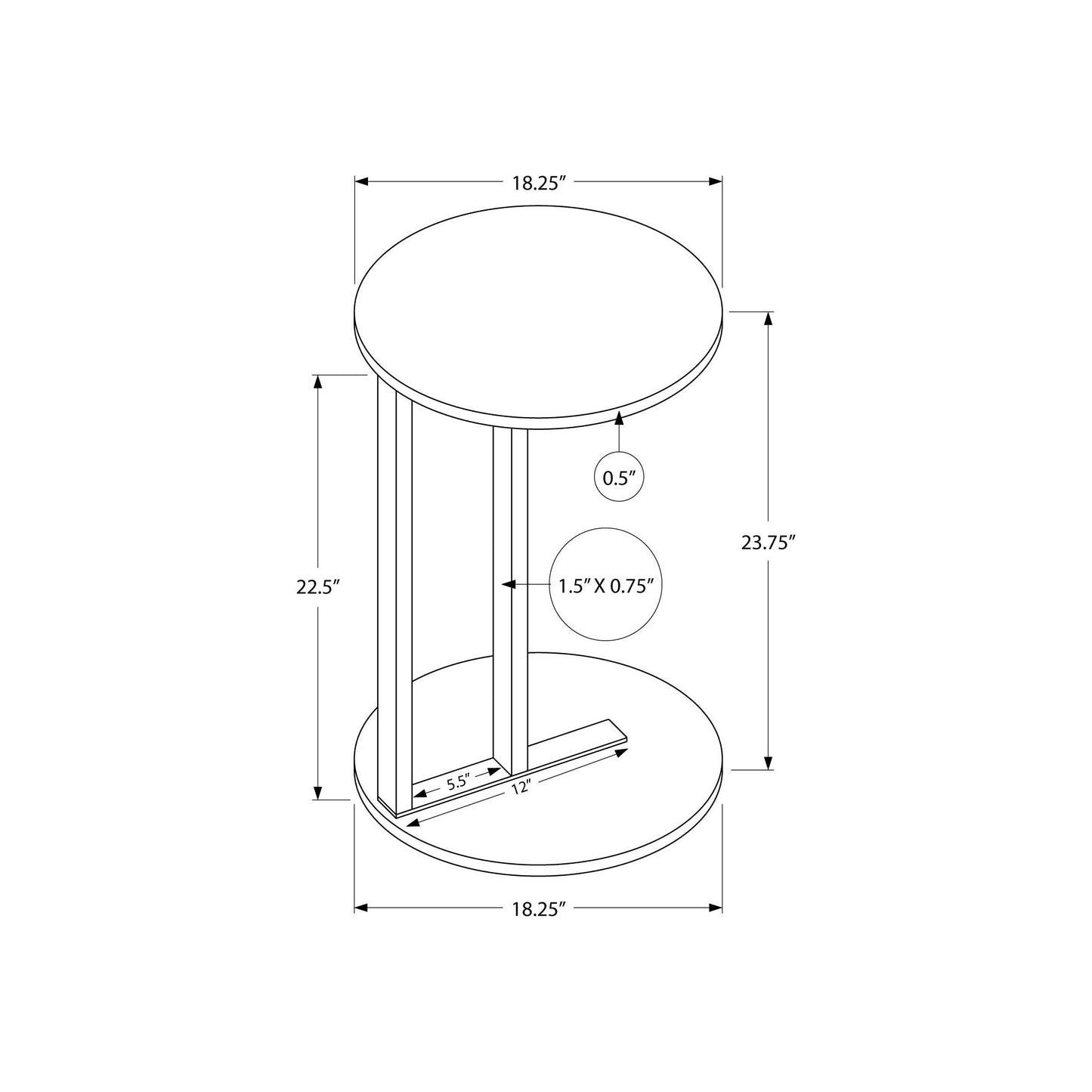 Accent Table - 24"H / White Marble-Look / Black Metal