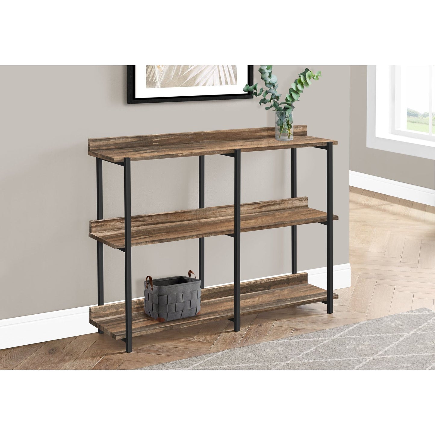 Accent Table - 48"L / Brown Reclaimed / Black Console