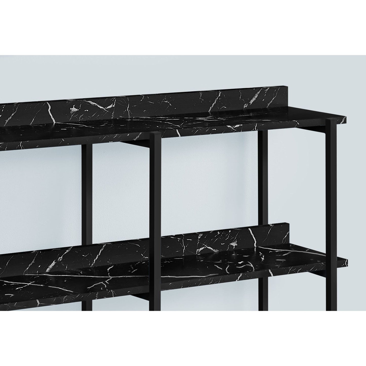 Accent Table - 48"L / Black Marble / Black Metal Console