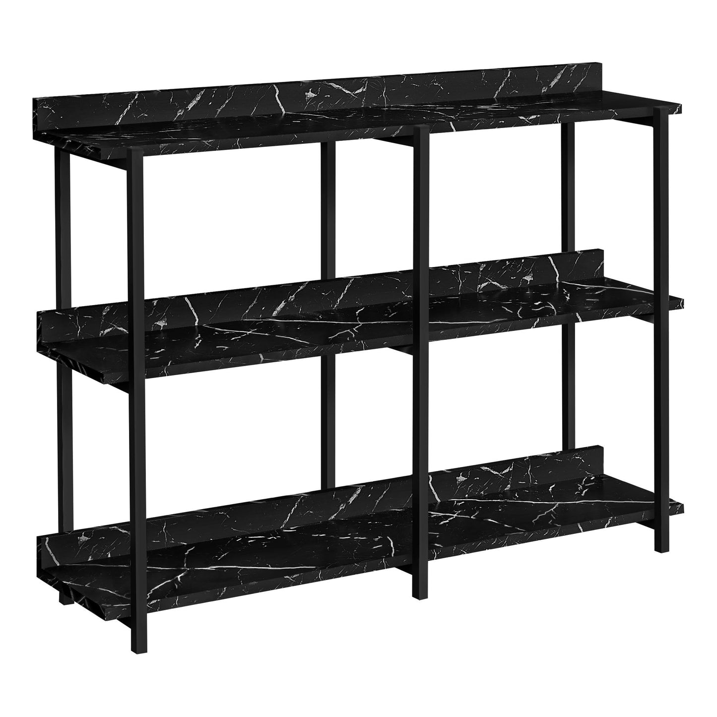 Accent Table - 48"L / Black Marble / Black Metal Console