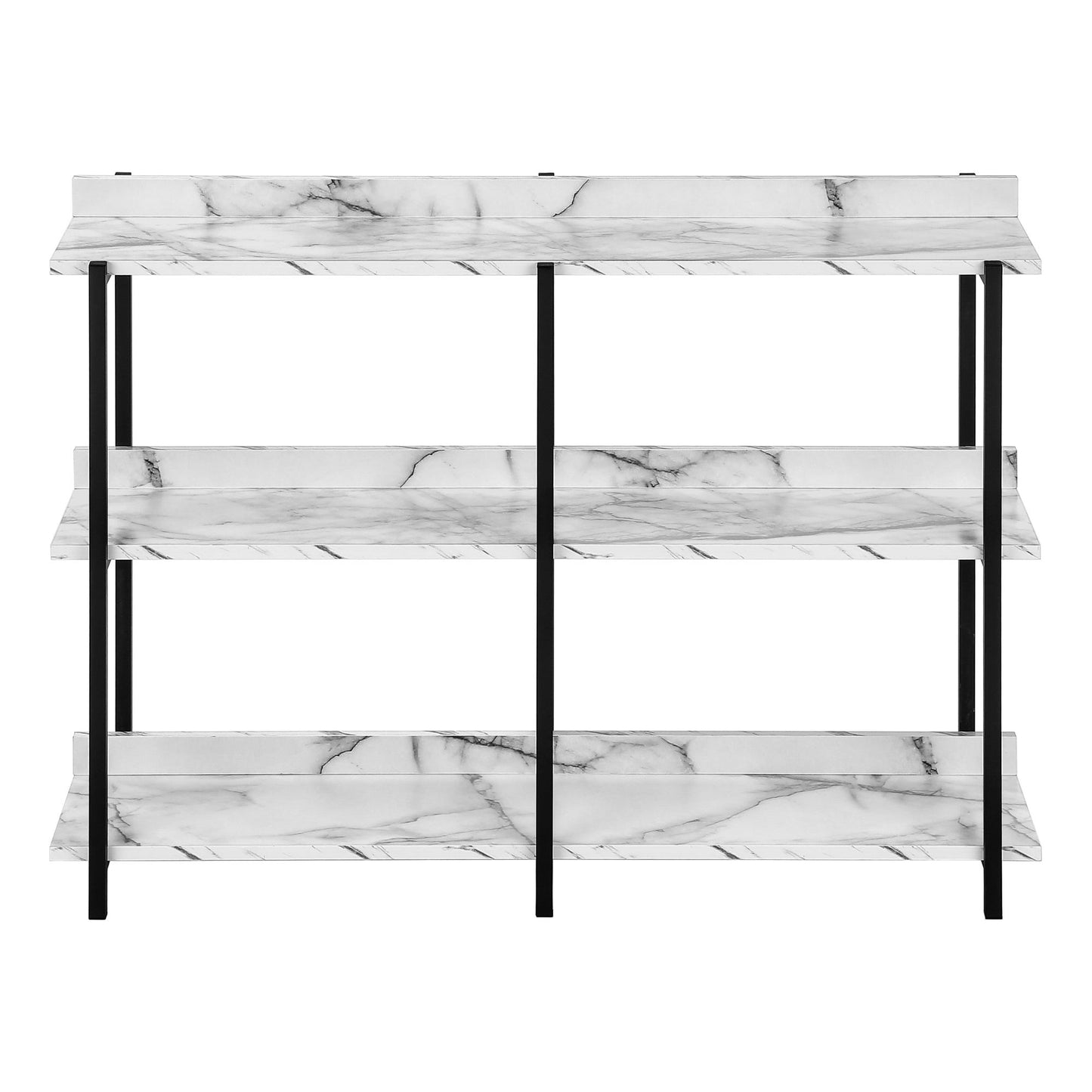 Accent Table - 48"L / White Marble / Black Metal Console