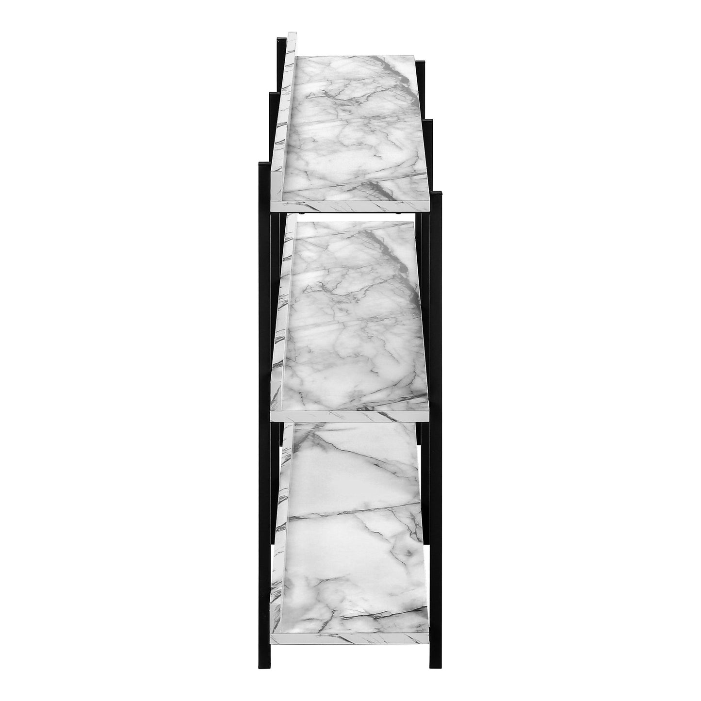 Accent Table - 48"L / White Marble / Black Metal Console