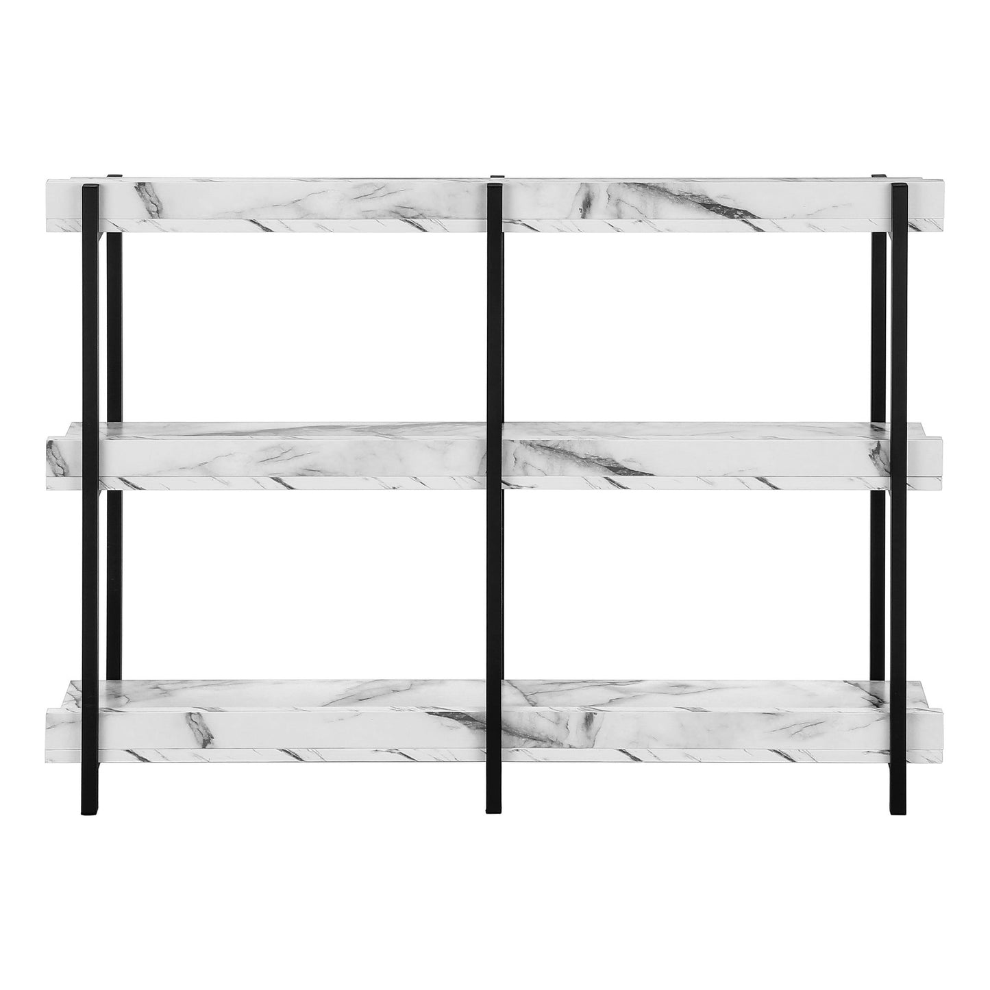 Accent Table - 48"L / White Marble / Black Metal Console