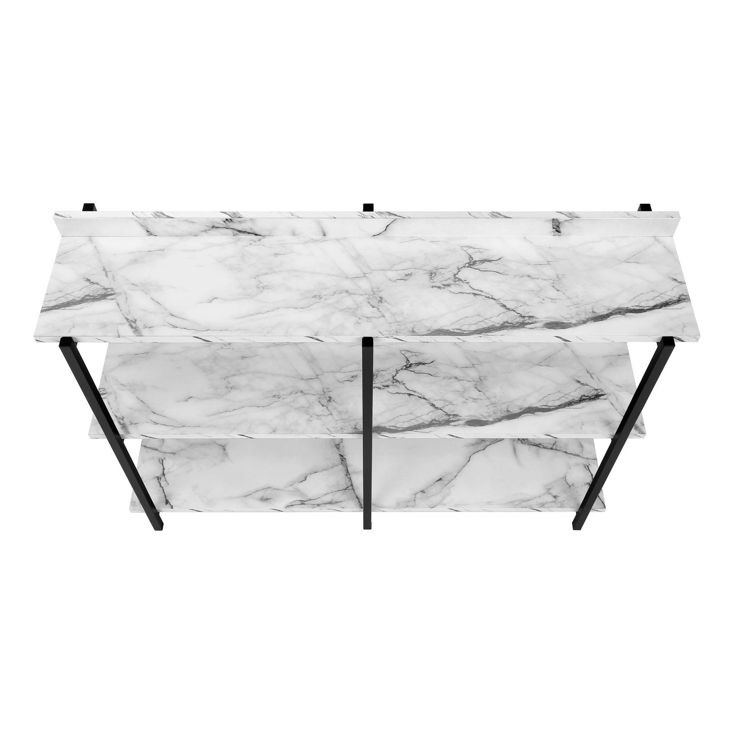 Accent Table - 48"L / White Marble / Black Metal Console