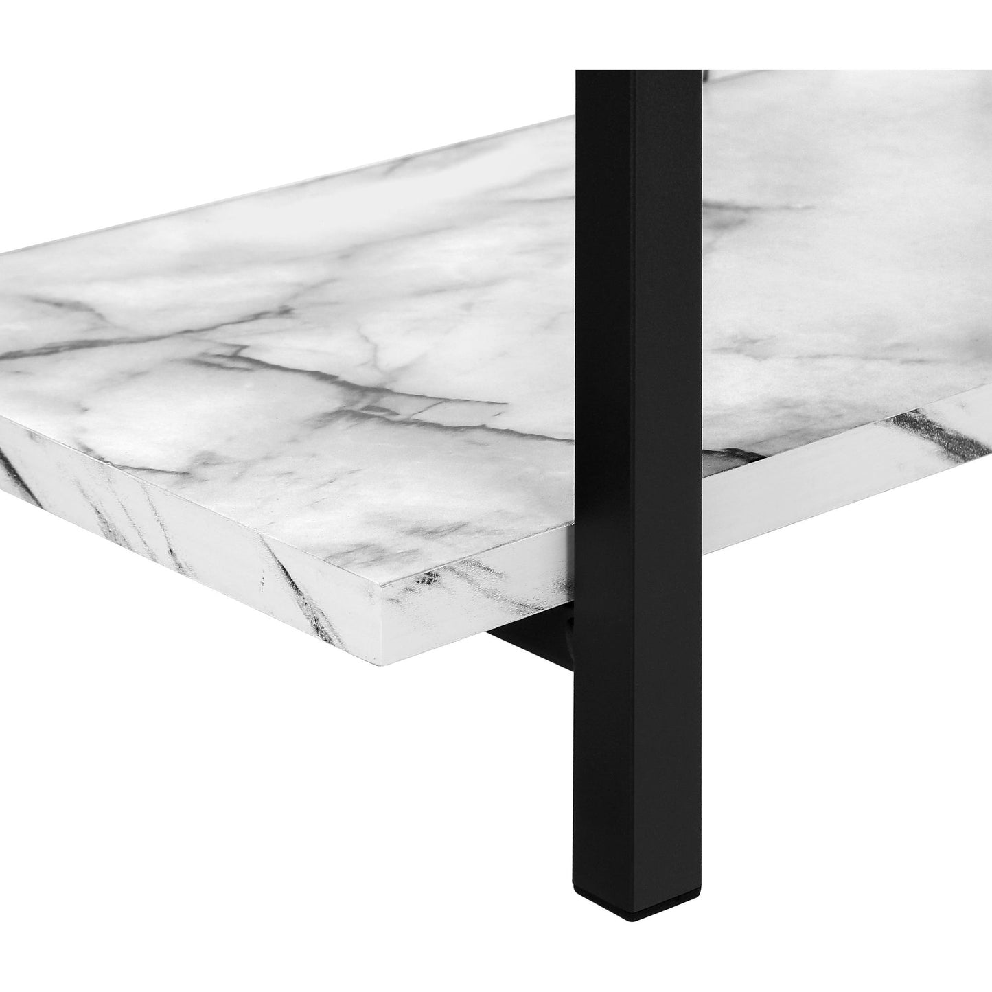 Accent Table - 48"L / White Marble / Black Metal Console