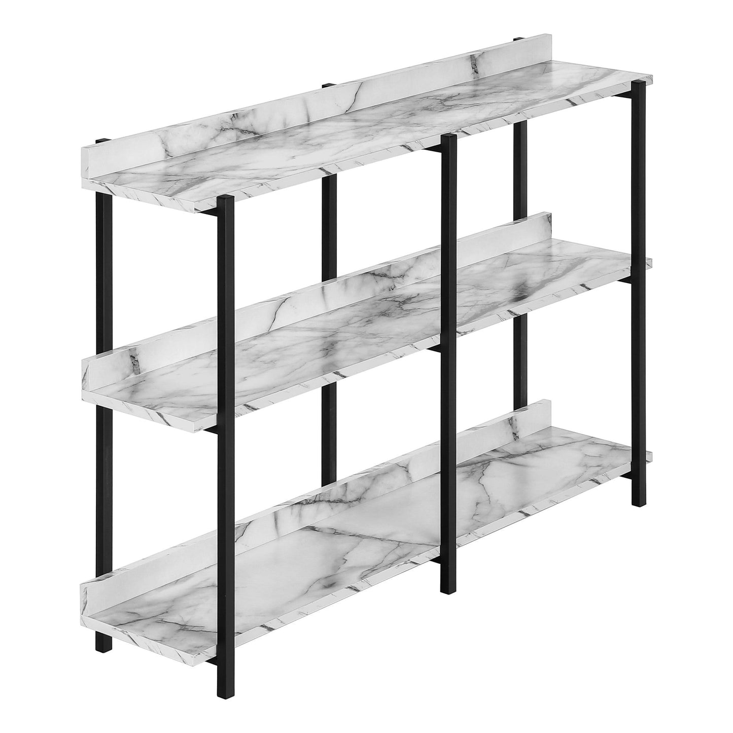 Accent Table - 48"L / White Marble / Black Metal Console