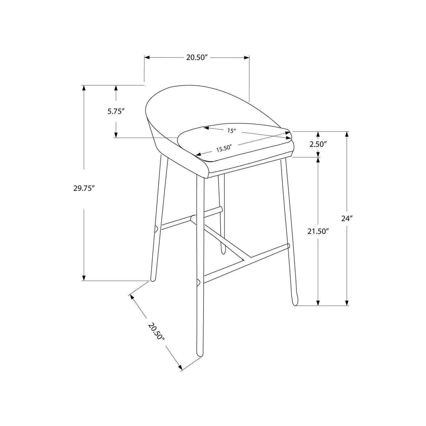 Barstool - 2Pcs / White / Chrome Base / Counter Height