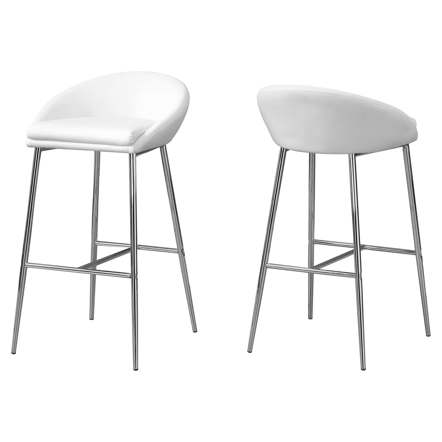 Barstool - 2Pcs / White / Chrome Base / Bar Height