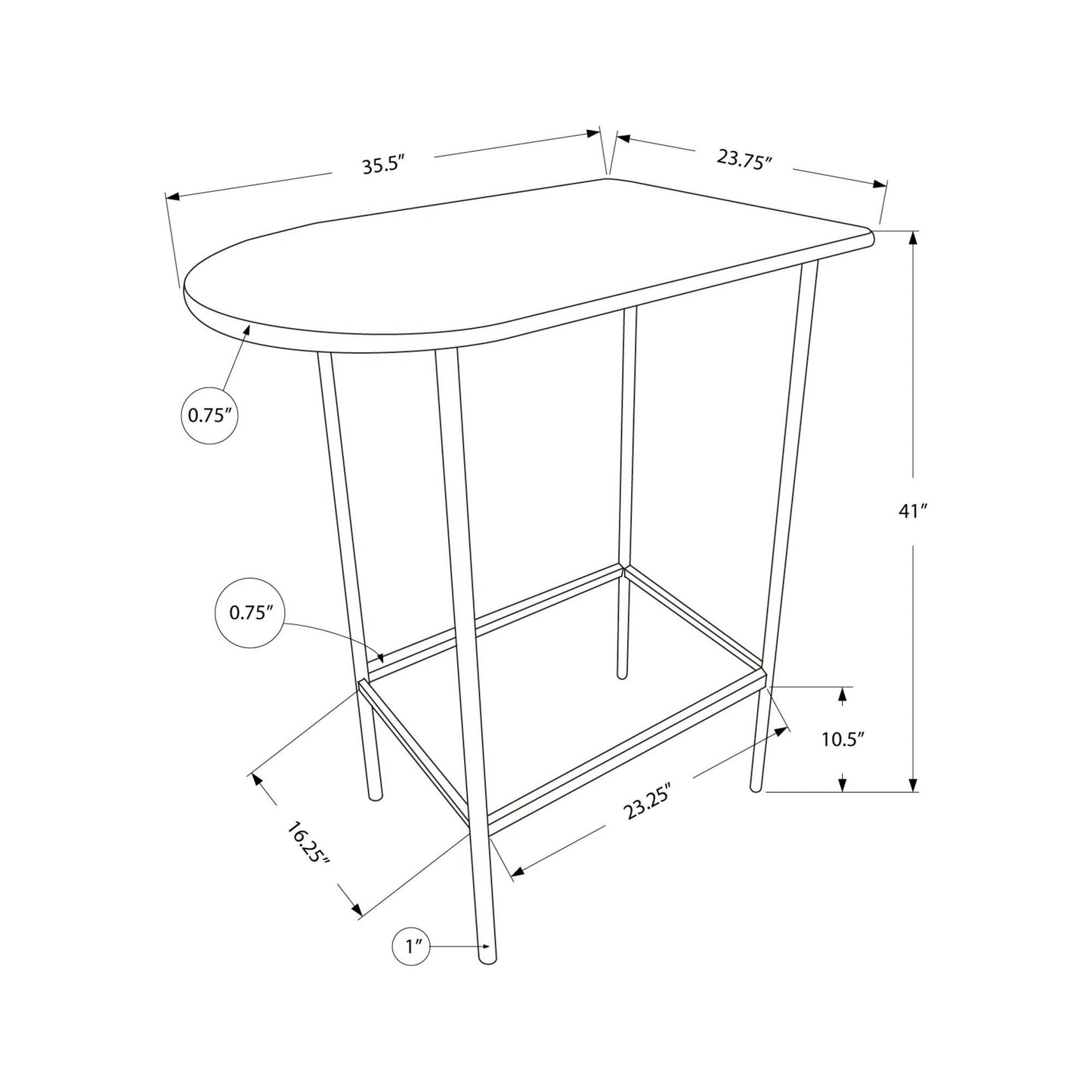 Dining Table - 24"X 36" / Black / Silver Metal Spacesaver