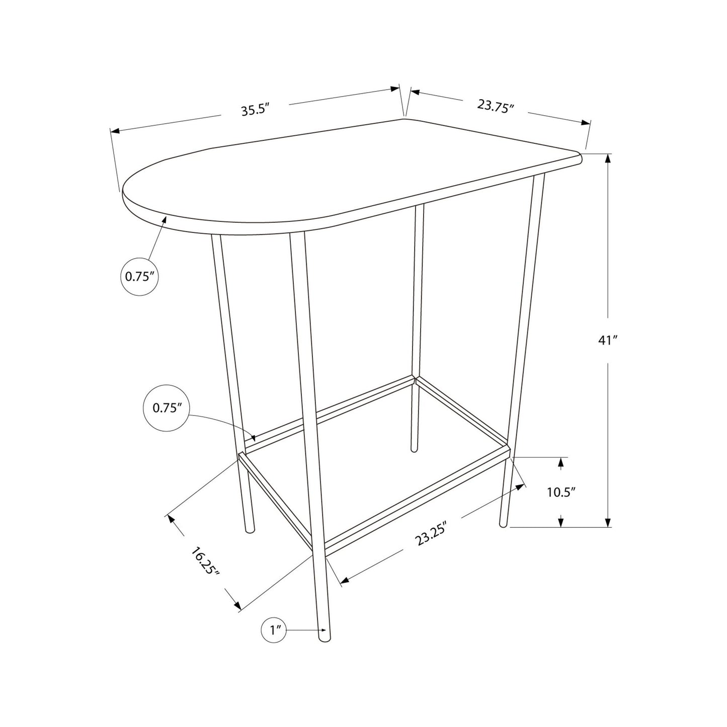 Home Bar - 24"X 36" / White Top And Metal Spacesaver