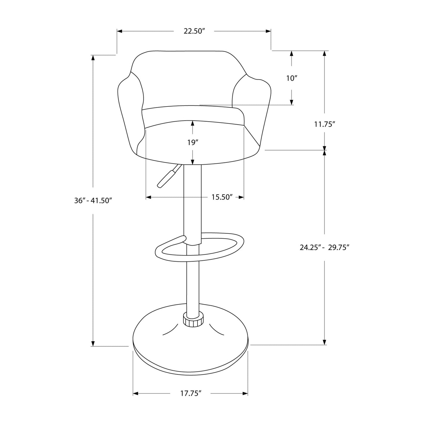 Barstool - Black / Black Metal Hydraulic Lift