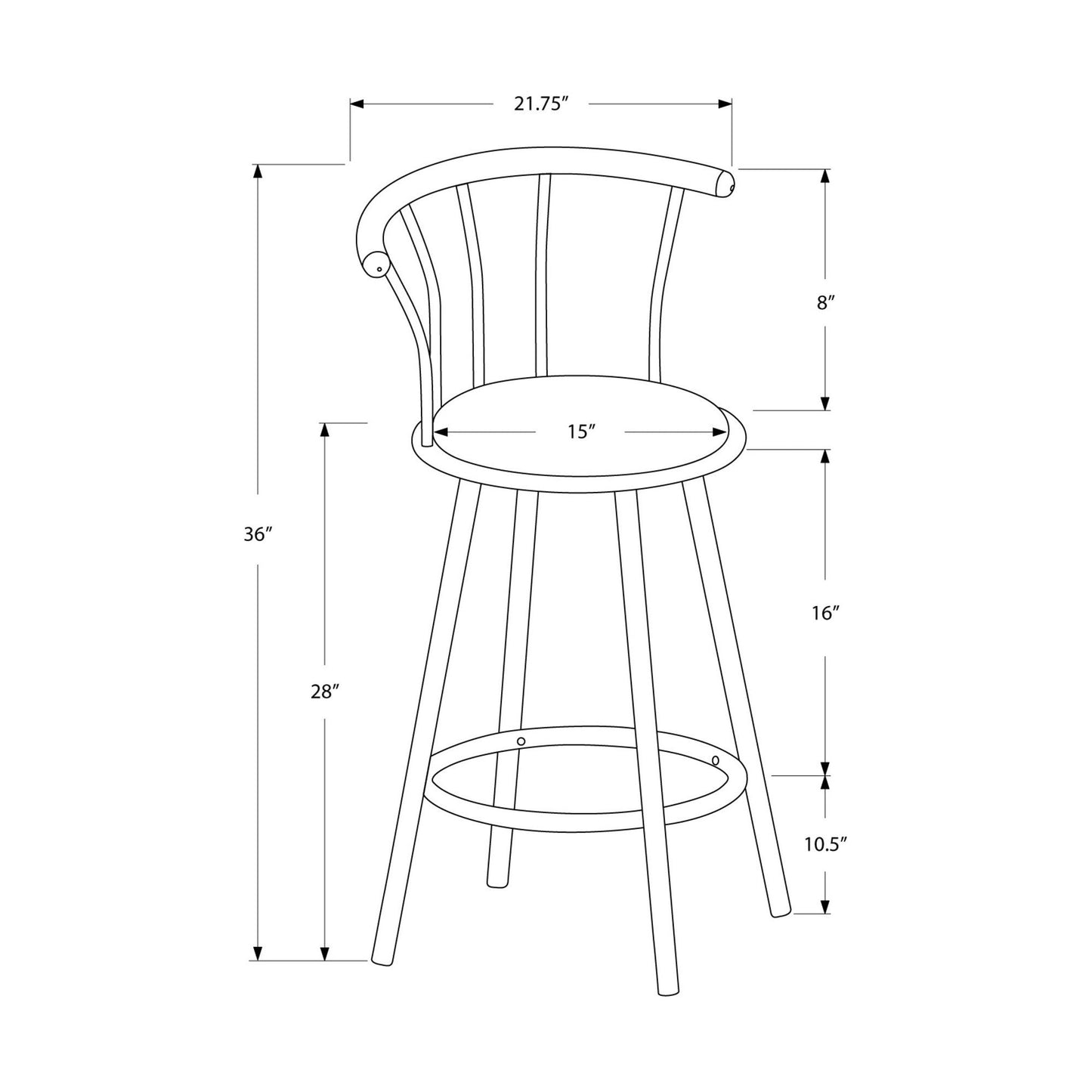 Barstool - 2PC Set / 36"H / Swivel / Black Metal