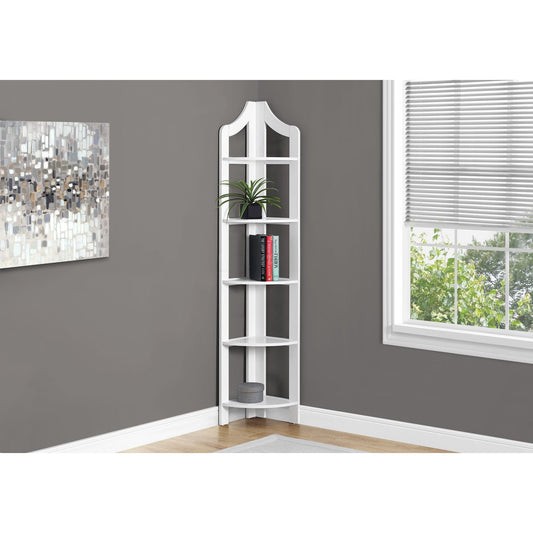 Bookcase - 72"H / White Corner Accent Etagere