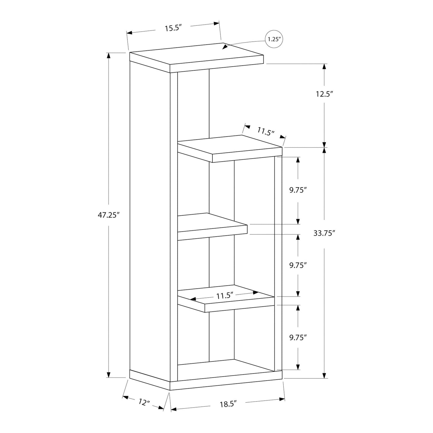 Bookcase - 48"H / Dark Taupe Accent Display Unit