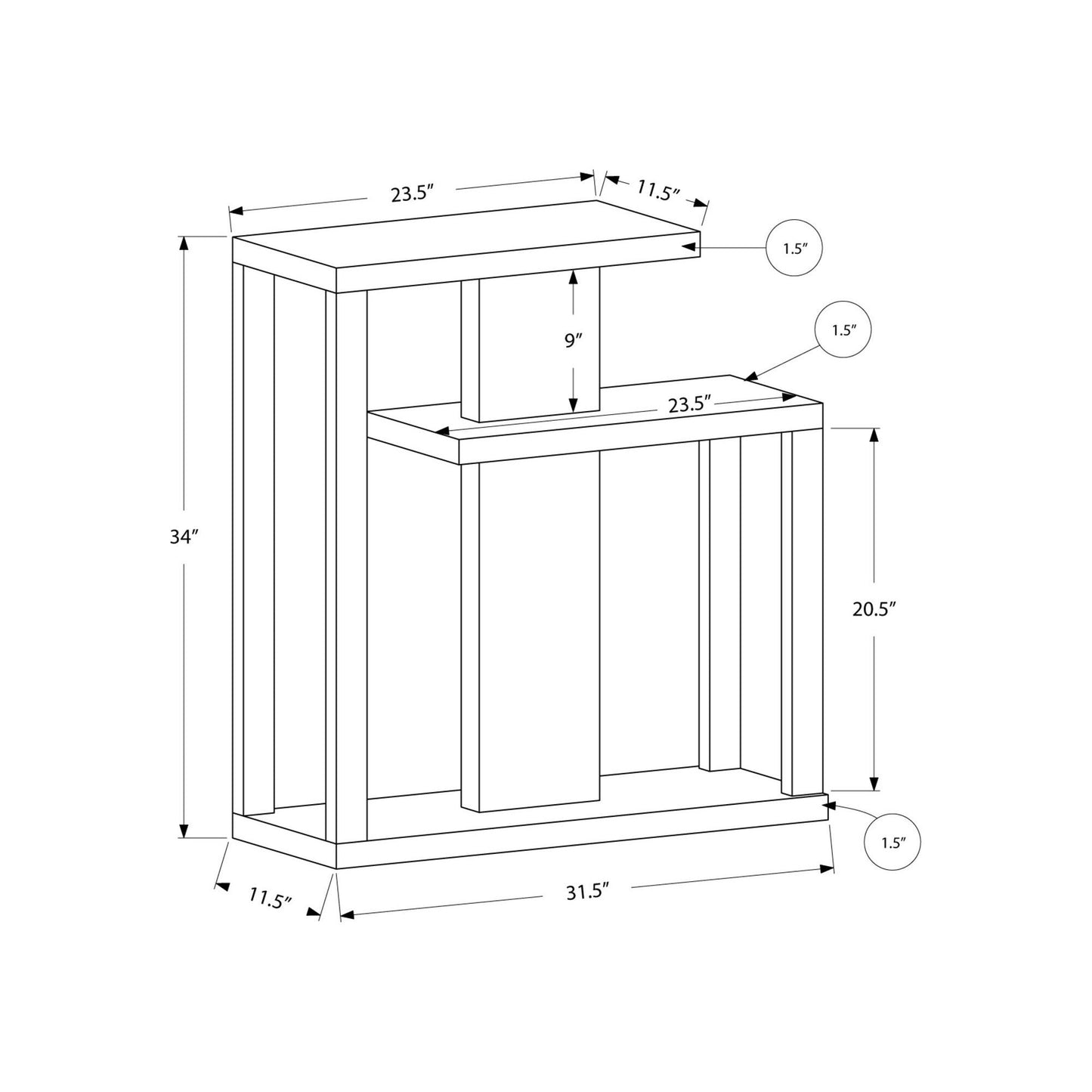 Console Table - 32"L / Dark Taupe Hall Console