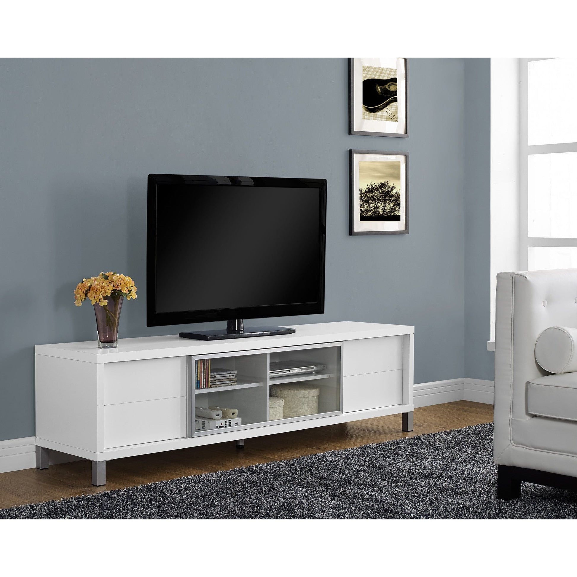 Candace & Basil TV Stand - 70"L / White Euro Style