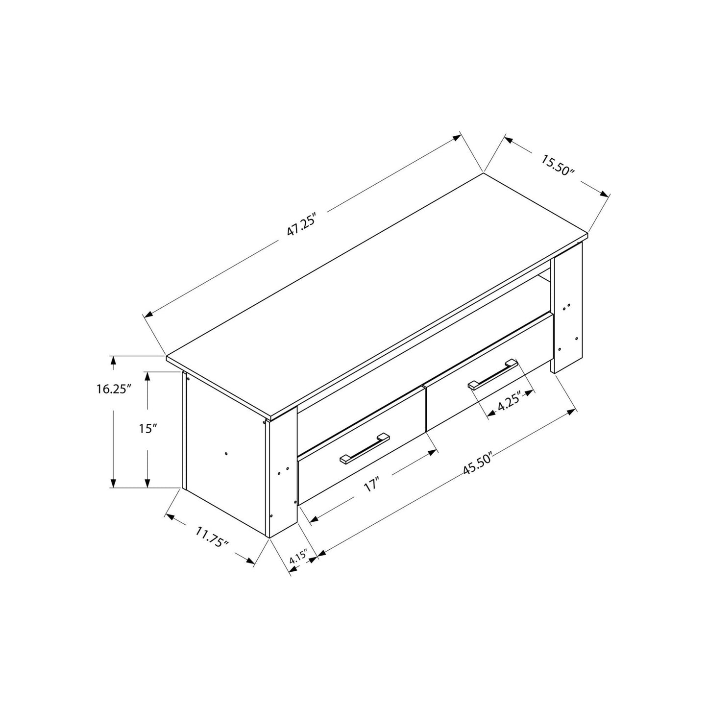 TV Stand - 48"L / Cappuccino With 2 Storage Drawers