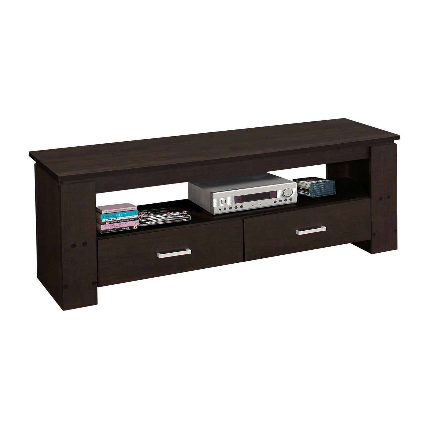 TV Stand - 48"L / Cappuccino With 2 Storage Drawers