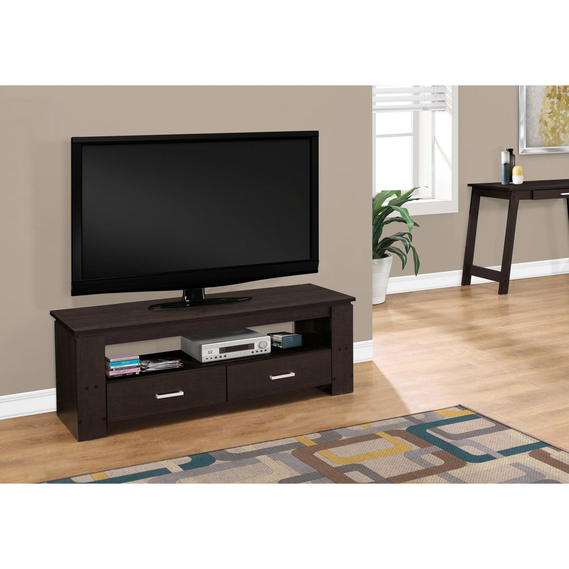 Candace & Basil TV Stand - 48"L / Cappuccino With 2 Storage Drawers