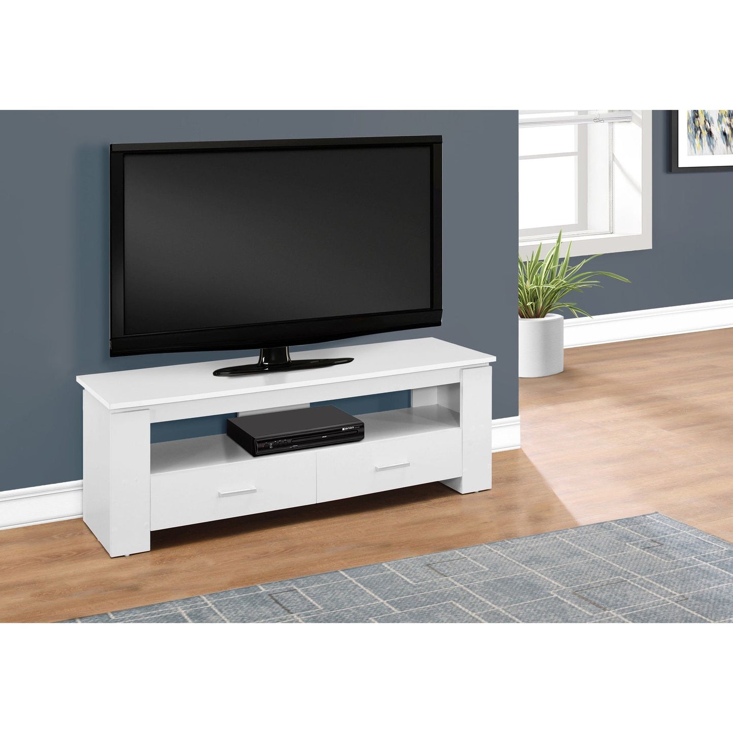 Candace & Basil TV Stand - 48"L / White With 2 Storage Drawers