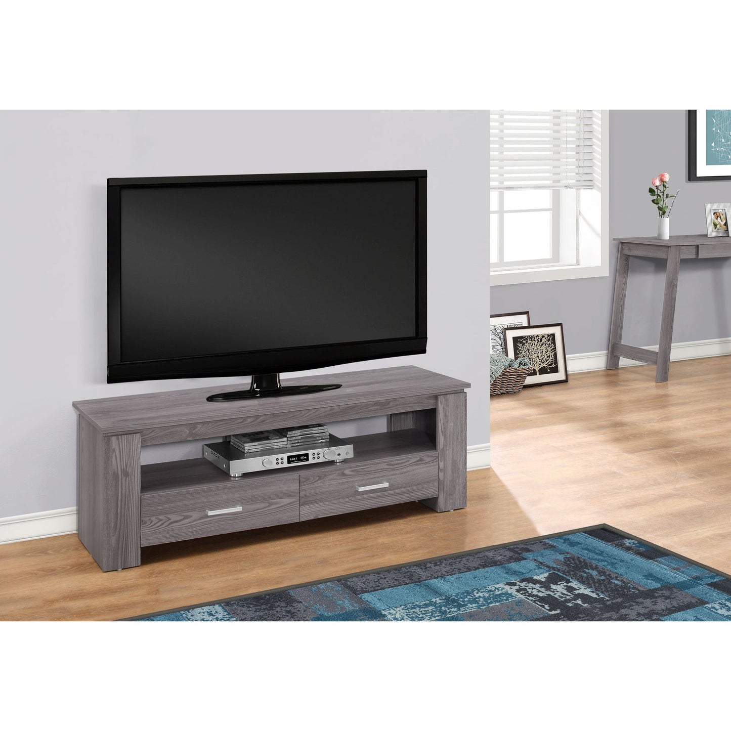 Tv Stand - 48"L / Grey With 2 Storage Drawers